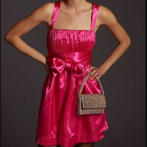 NWT Maeve Bow-Tie Satin Mini Dress Size 16